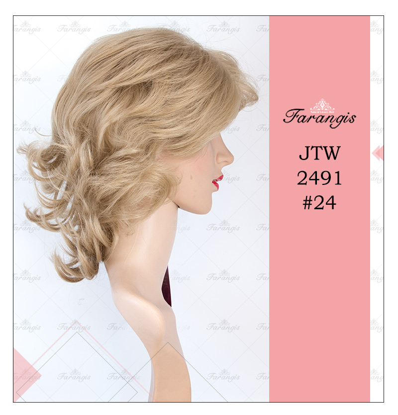 کلاه گیس زنانه دودی زیتونی مدل JTW2491 کد 24