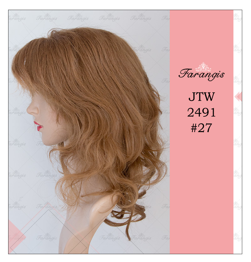 کلاه گیس زنانه عسلی متوسط مدل JTW2491 کد 27